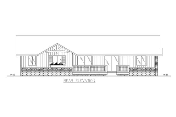 Exterior - Rear Elevation for Traditional House Plan #117-388 - 3 bed, 2 bath