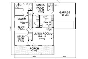 Floor Plan - Main Floor for Craftsman House Plan #513-2065 - 3 bed, 2.5 bath