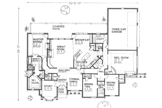 Floor Plan - Main Floor for European House Plan #310-499 - 3 bed, 2.5 bath