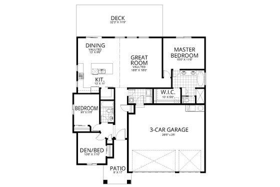 Floor Plan - Main Floor for Contemporary House Plan #112-175 - 3 bed, 2 bath