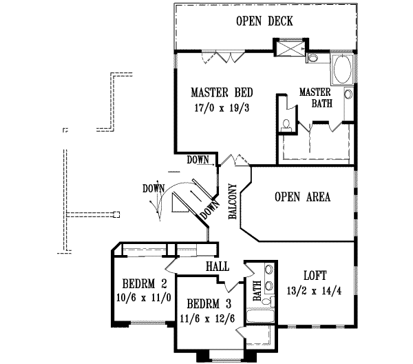 Adobe / Southwestern Floor Plan - Upper Floor Plan #1-1124
