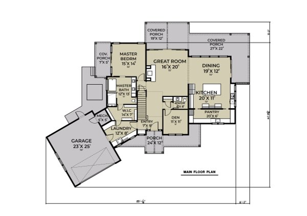 Architectural House Design - Farmhouse Floor Plan - Main Floor Plan #1070-191