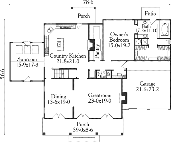 House Plan Design - Southern Floor Plan - Main Floor Plan #406-146