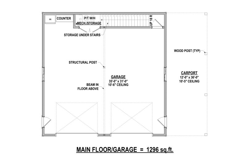 Dream House Plan - Floor Plan - Main Floor for Country House Plan #1084-17 - 1 bed, 1 bath
