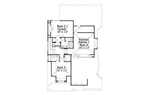Floor Plan - Upper Floor for European House Plan #411-321 - 4 bed, 3.5 bath