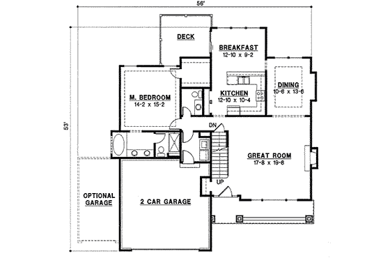 Floor Plan - Main Floor for Traditional House Plan #67-805 - 4 bed, 3 bath