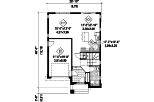 Floor Plan - Main Floor for Contemporary House Plan #25-4320 - 3 bed, 1 bath