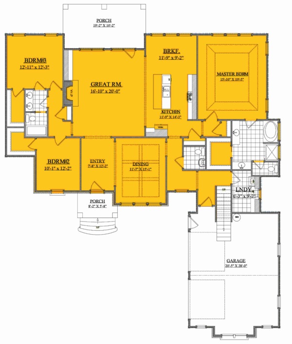 House Blueprint - Ranch Floor Plan - Main Floor Plan #1071-11