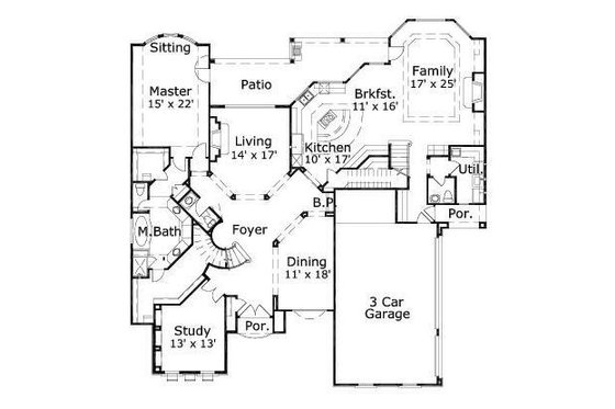 Floor Plan - Main Floor for European House Plan #411-463 - 5 bed, 4.5 bath
