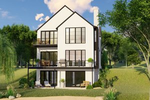 Exterior - Rear Elevation for European House Plan #1064-347 - 3 bed, 3.5 bath