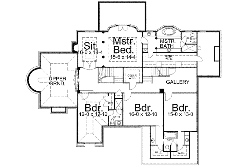 Home Plan - Floor Plan - Upper Floor for European House Plan #119-220 - 4 bed, 3 bath