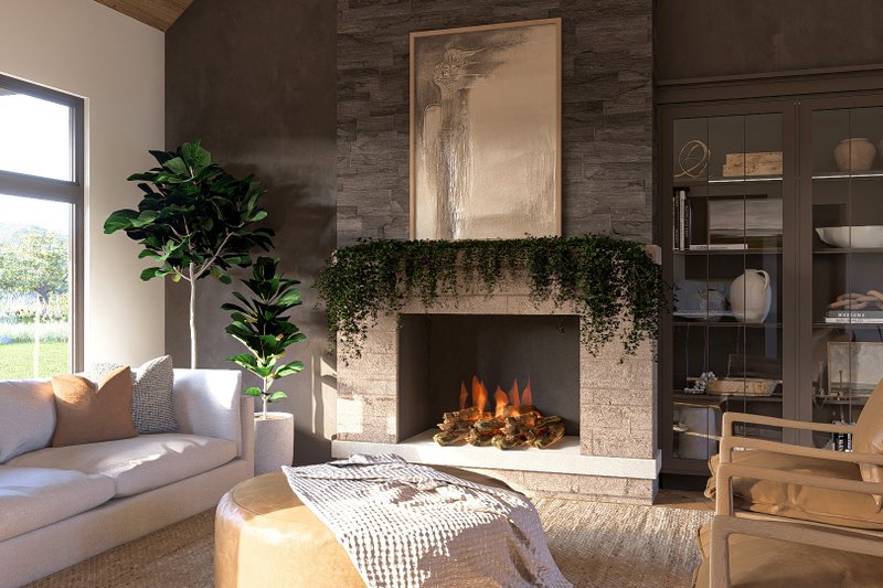 Architectural House Design - Interior - Family Room 1 for Craftsman House Plan #455-275 - 3 bed, 2 bath