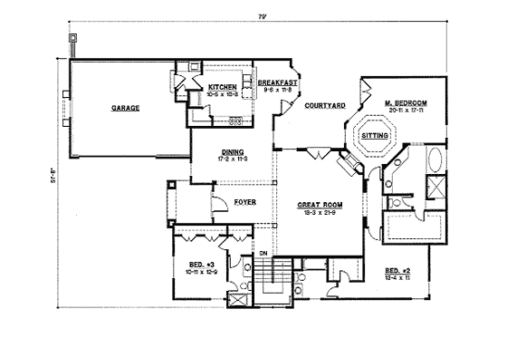 Floor Plan - Main Floor for Traditional House Plan #67-845 - 3 bed, 3 bath