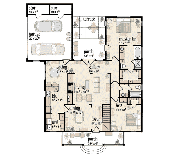 Farmhouse Floor Plan - Main Floor Plan #36-215