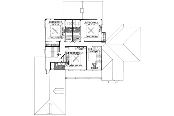 Floor Plan - Upper Floor for European House Plan #56-226 - 4 bed, 4.5 bath