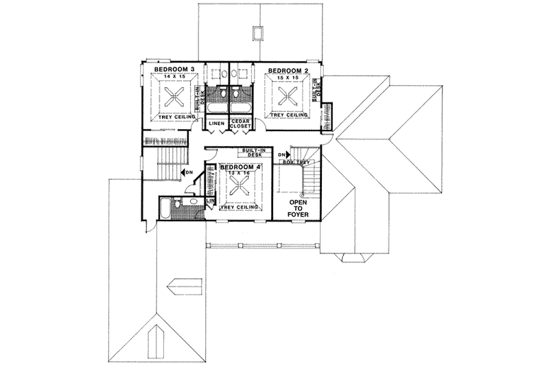 House Plan Design - Floor Plan - Upper Floor for European House Plan #56-226 - 4 bed, 4.5 bath