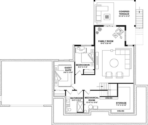 House Blueprint - Farmhouse Floor Plan - Lower Floor Plan #23-2827