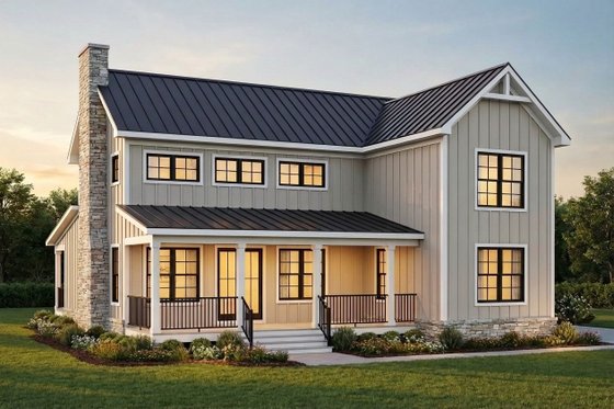 Exterior - Rear Elevation for Farmhouse House Plan #932-1425 - 3 bed, 2.5 bath