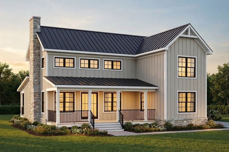 House Plan Design - Exterior - Rear Elevation for Farmhouse House Plan #932-1425 - 3 bed, 2.5 bath