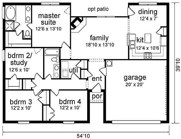 House Design - Traditional Floor Plan - Main Floor Plan #84-193