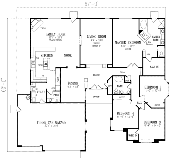House Plan Design - Adobe / Southwestern Floor Plan - Main Floor Plan #1-646