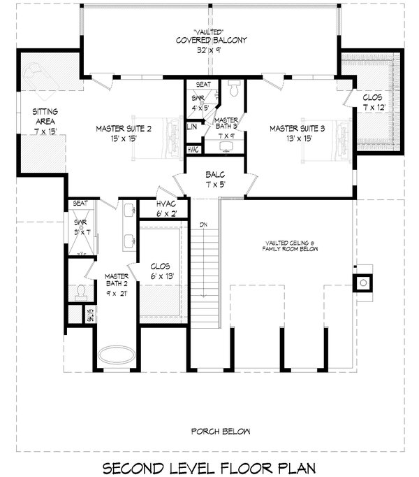 Dream House Plan - Traditional Floor Plan - Upper Floor Plan #932-454