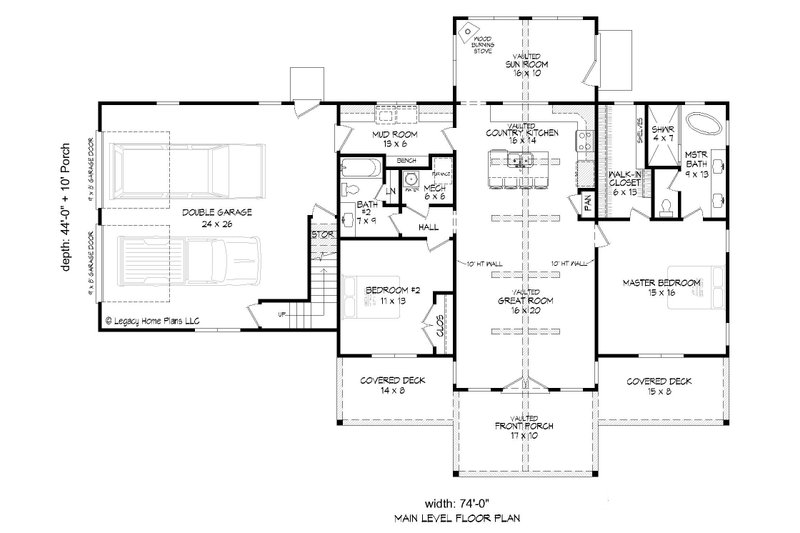 House Blueprint - Floor Plan - Main Floor for Contemporary House Plan #932-940 - 2 bed, 2 bath
