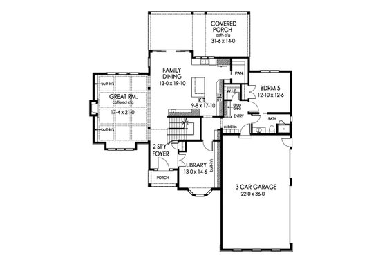 Floor Plan - Main Floor for Colonial House Plan #1010-217 - 5 bed, 4 bath
