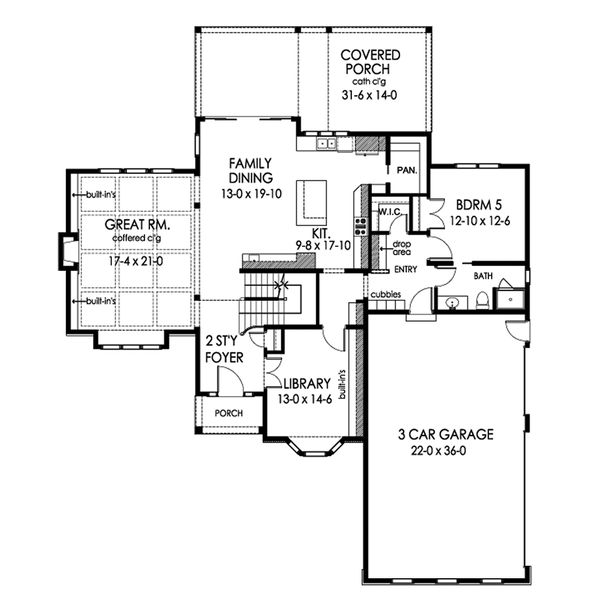Architectural House Design - Colonial Floor Plan - Main Floor Plan #1010-217