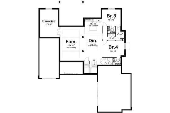 Floor Plan - Lower Floor for Modern House Plan #455-621 - 2 bed, 2 bath