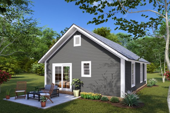 Exterior - Rear Elevation 1 for Cottage House Plan #513-2232 - 2 bed, 1 bath