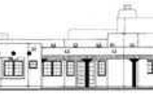 Exterior - Rear Elevation for Adobe / Southwestern House Plan #72-187 - 4 bed, 3.5 bath