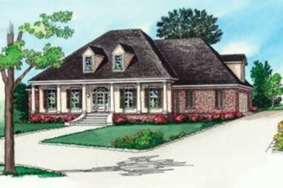Exterior - Front Elevation for European House Plan #16-312 - 4 bed, 3.5 bath