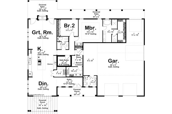 Floor Plan - Main Floor for Barndominium House Plan #455-381 - 2 bed, 2.5 bath