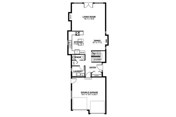 Floor Plan - Main Floor for Colonial House Plan #126-155 - 3 bed, 2.5 bath