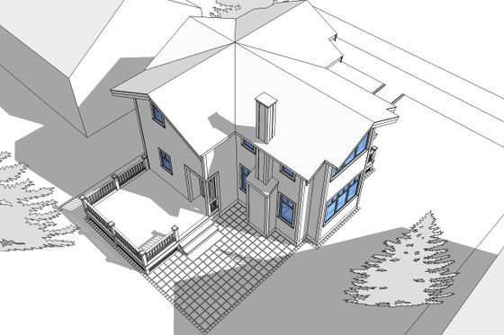 Exterior - Rear Elevation for Craftsman House Plan #528-1 - 2 bed, 2 bath