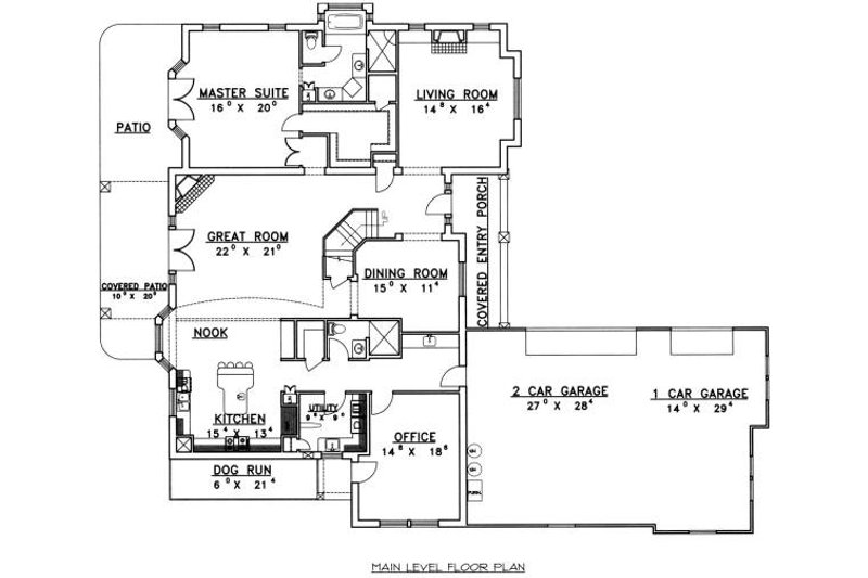 Home Plan - Floor Plan - Main Floor for European House Plan #117-562 - 3 bed, 2.5 bath