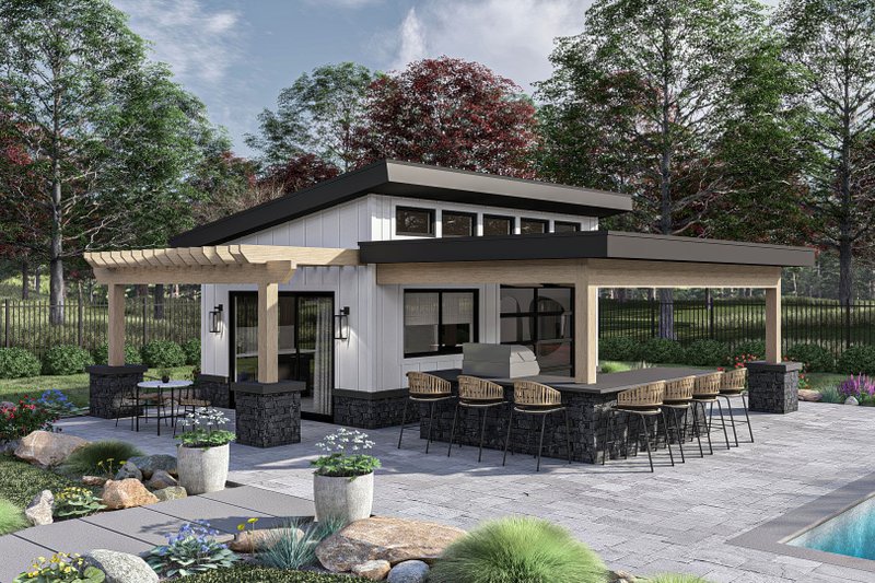 Exterior - Front Elevation 2 for Modern House Plan #455-458, 0 bath