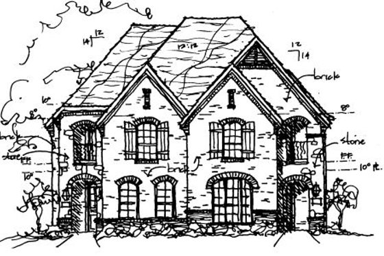 Exterior - Front Elevation for European House Plan #141-347 - 3 bed, 2.5 bath