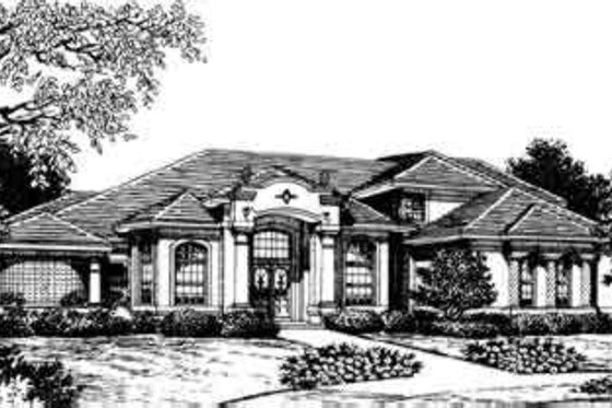 Exterior - Front Elevation for European House Plan #135-112 - 4 bed, 4.5 bath