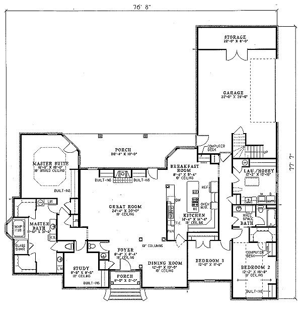 European Style House Plan - 3 Beds 2.5 Baths 2742 Sq/Ft Plan #17-1039 ...