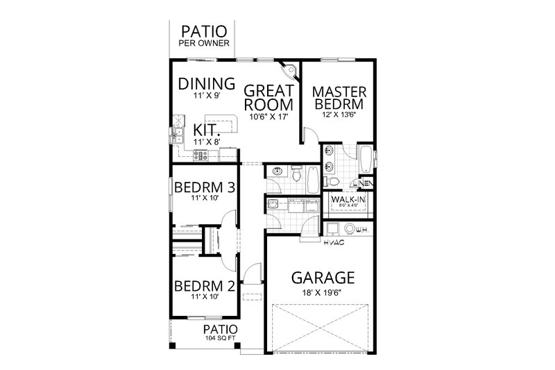Home Plan - Floor Plan - Main Floor for Craftsman House Plan #112-295 - 3 bed, 2 bath