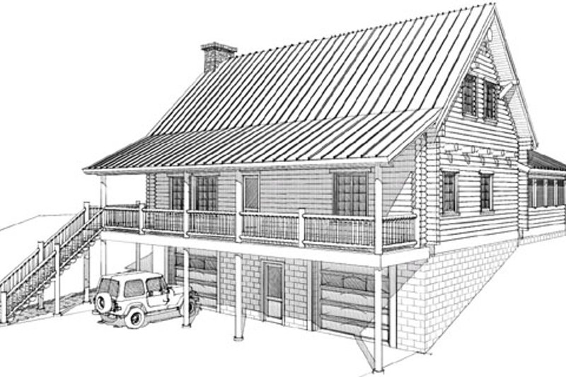 Log Style House Plan - 2 Beds 2 Baths 2112 Sq/Ft Plan #451-5