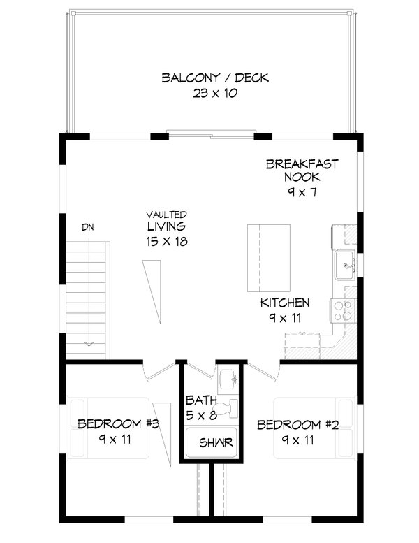Contemporary Floor Plan - Upper Floor Plan #932-531