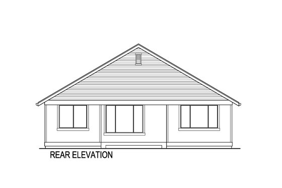Exterior - Rear Elevation for Ranch House Plan #569-70 - 3 bed, 2 bath