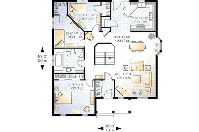 Home Plan - Floor Plan - Main Floor for European House Plan #23-322 - 3 bed, 1 bath