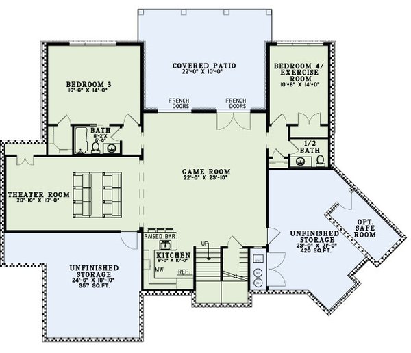 House Blueprint - Craftsman Floor Plan - Lower Floor Plan #17-3476