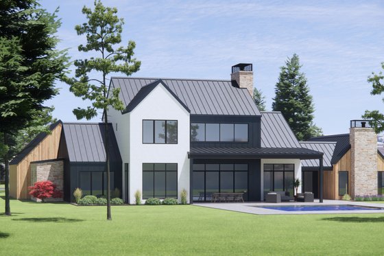 Exterior - Rear Elevation for Modern House Plan #1096-6 - 4 bed, 4.5 bath