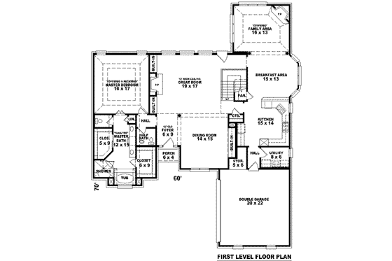 Floor Plan - Main Floor for European House Plan #81-1164 - 4 bed, 3.5 bath