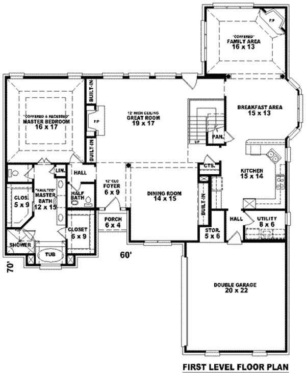 Floor Plan - Main Floor for European House Plan #81-1164 - 4 bed, 3.5 bath